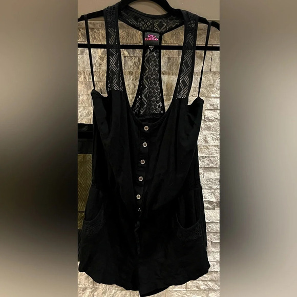 2Be Bebe black size Medium lace top romper - Picture 1 of 11